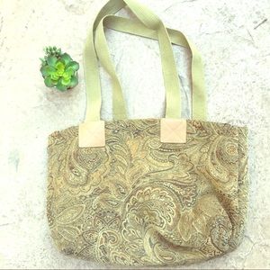 Vintage green brown paisley tote bag purse women’s